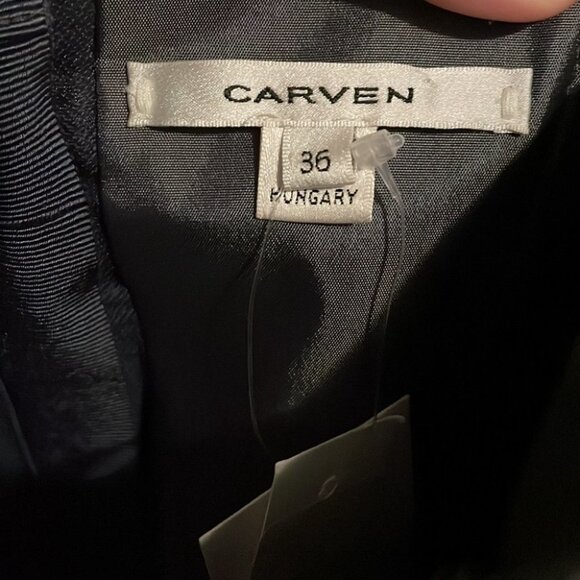 Carven NWT strapless Wool Gazar mini bubble hem dress night blue 36 - Picture 7 of 16